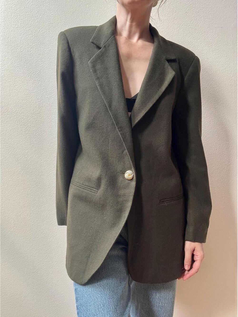 Vintage 1980s Forest Green Wool Blazer
